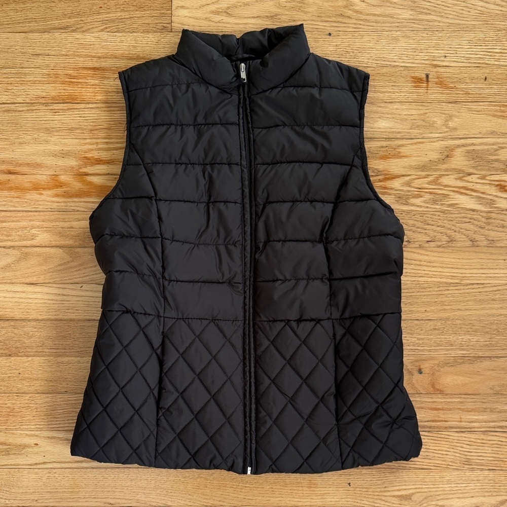 Laura Scott Women’s Sleek Black Quilted Vest Size Large